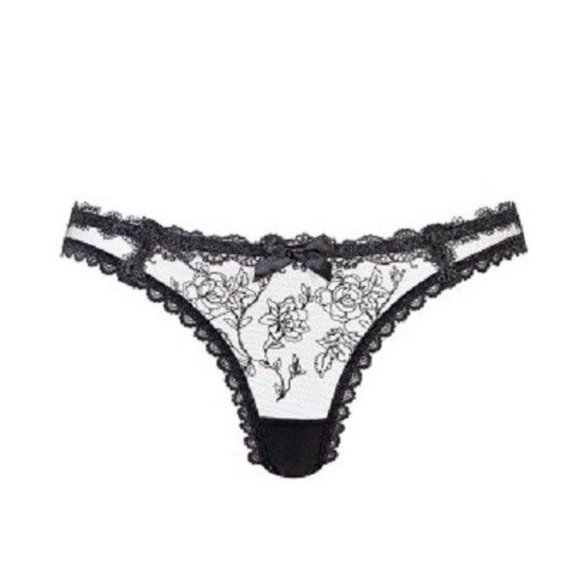 Agent Provocateur black floral lace Rosa brief underwear ouvert cut out - Picture 2 of 13